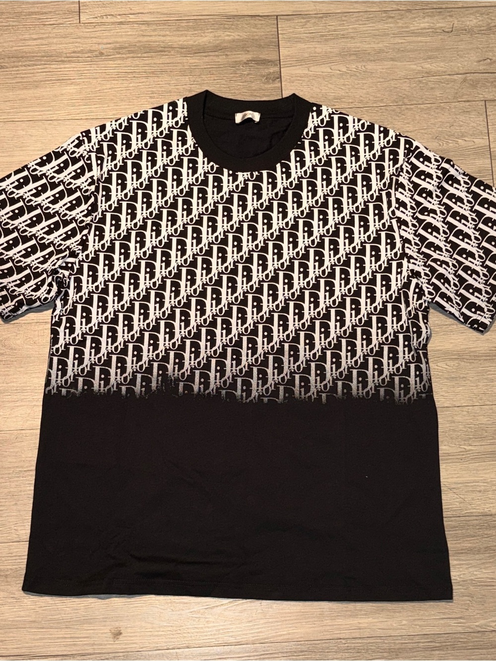 Dior Black & White Logo Gradient Short Sleeve Tee